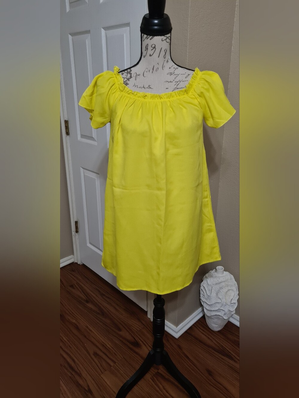 Bright Yellow Off-Shoulder Women's Dress